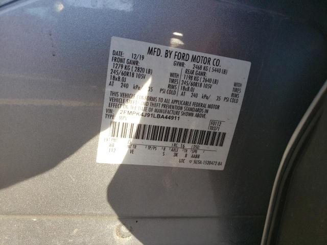 Photo 10 from auction – 2020 FORD EDGE SEL with VIN 2FMPK4J91LBA44911