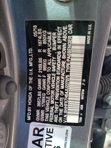 Photo 10 from auction – 2018 HONDA CIVIC EX with VIN SHHFK7H54JU227075