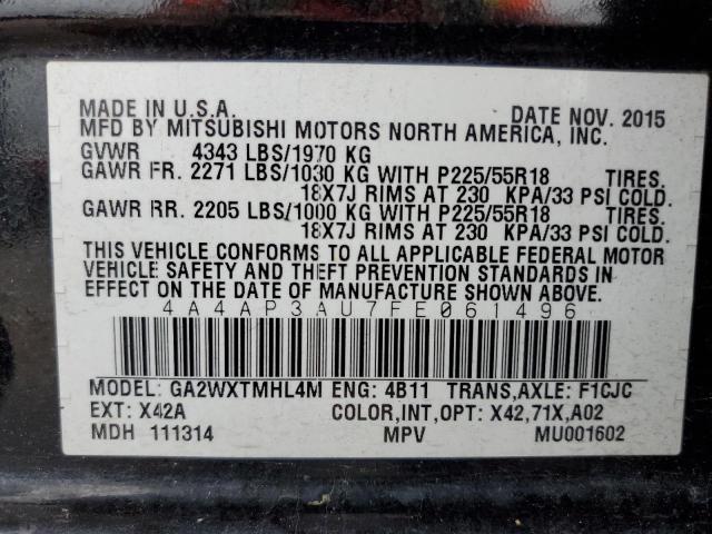 Photo 10 from auction – 2015 MITSUBISHI OUTLANDER with VIN 4A4AP3AU7FE061496