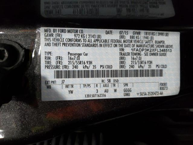Photo 10 from auction – 2015 FORD FOCUS SE with VIN 1FADP3K2XFL348513
