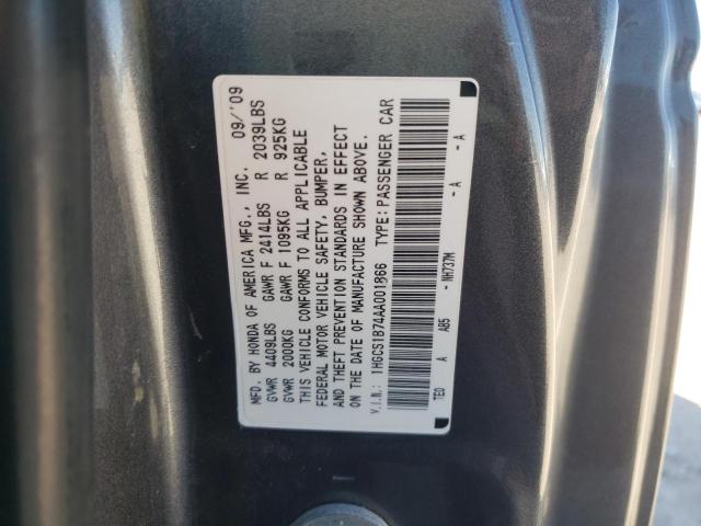 Photo 10 from auction – 2010 HONDA ACCORD EX with VIN 1HGCS1B74AA001866