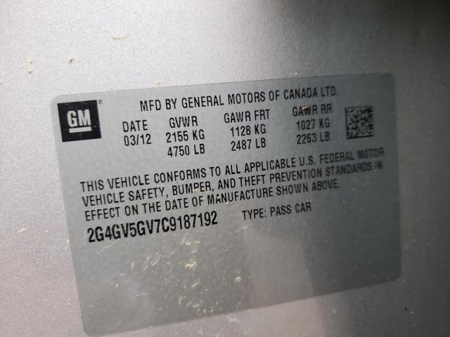 Photo 10 from auction – 2012 BUICK REGAL GS with VIN 2G4GV5GV7C9187192