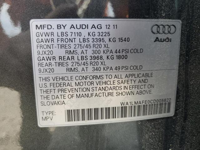 Photo 10 from auction – 2012 AUDI Q7 PREMIUM with VIN WA1LMAFE0CD005622