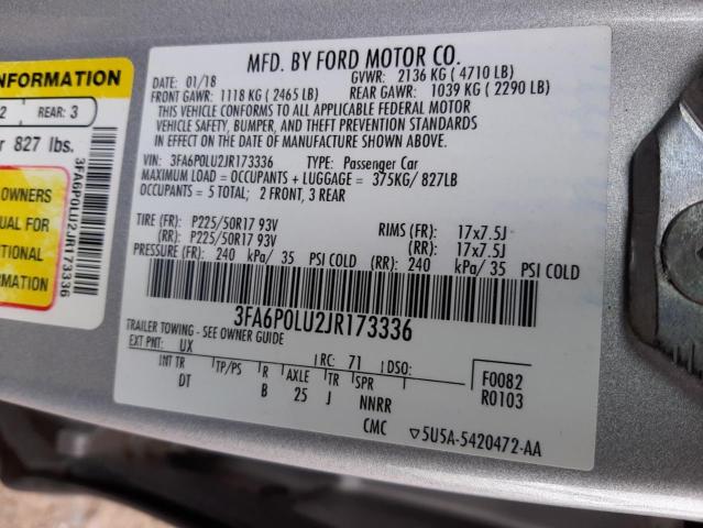 Photo 10 from auction – 2018 FORD FUSION SE with VIN 3FA6P0LU2JR173336