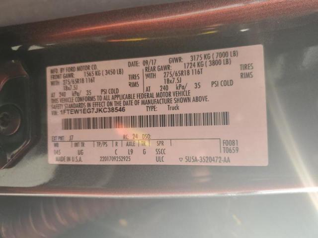 Photo 10 from auction – 2018 FORD F150 SUPER with VIN 1FTEW1EG7JKC38546