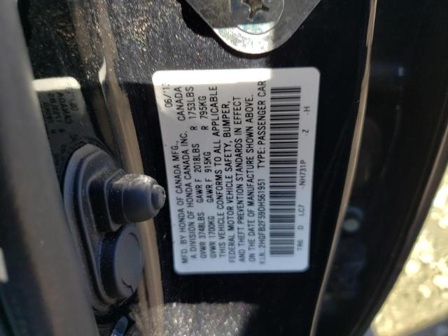 Photo 10 from auction – 2013 HONDA CIVIC LX with VIN 2HGFB2F59DH561951