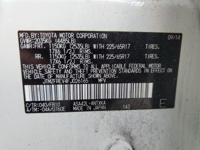 Photo 10 from auction – 2015 TOYOTA RAV4 LE with VIN JTMZFREV4FJ026165