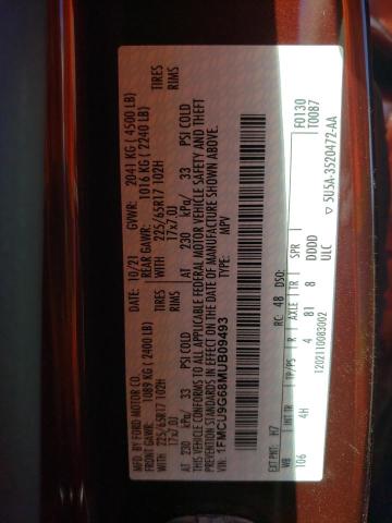 Photo 10 from auction – 2021 FORD ESCAPE SE with VIN 1FMCU9G68MUB09493