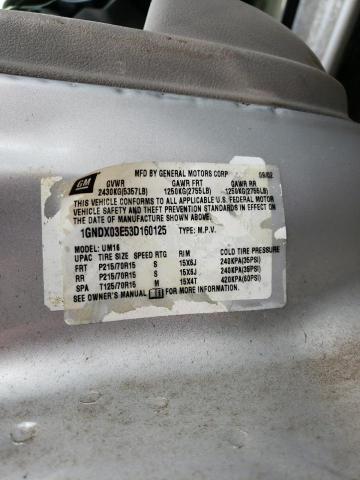 Photo 10 from auction – 2003 CHEVROLET VENTURE with VIN 1GNDX03E53D160125