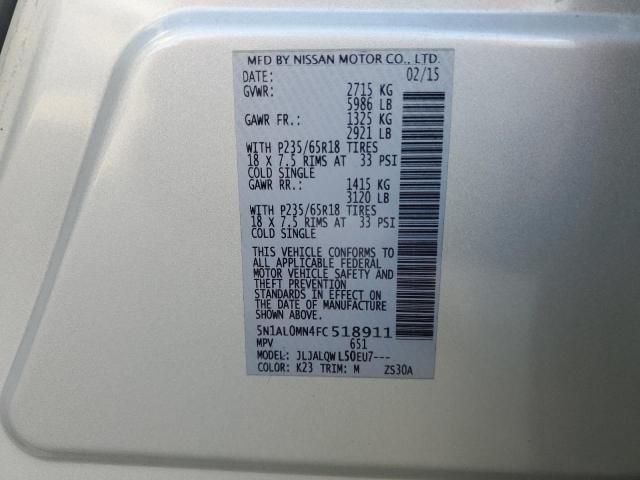Photo 10 from auction – 2015 INFINITI QX60 with VIN 5N1AL0MN4FC518911