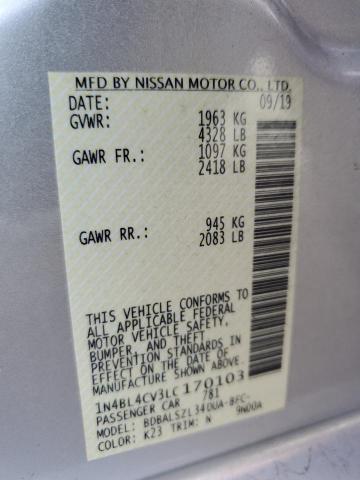 Photo 10 from auction – 2020 NISSAN ALTIMA SR with VIN 1N4BL4CV3LC170103