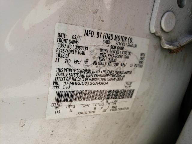 Photo 10 from auction – 2011 FORD EXPLORER X with VIN 1FMHK8D8XBGA43634