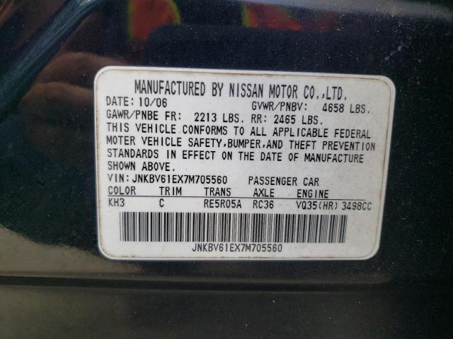 Photo 10 from auction – 2007 INFINITI G35 with VIN JNKBV61EX7M705560