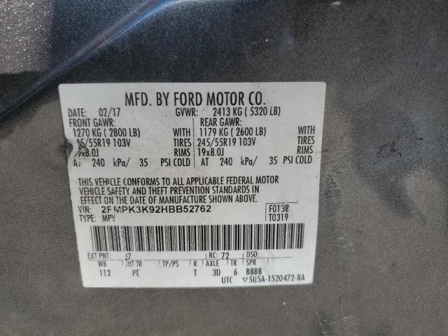 Photo 10 from auction – 2017 FORD EDGE TITAN with VIN 2FMPK3K92HBB52762
