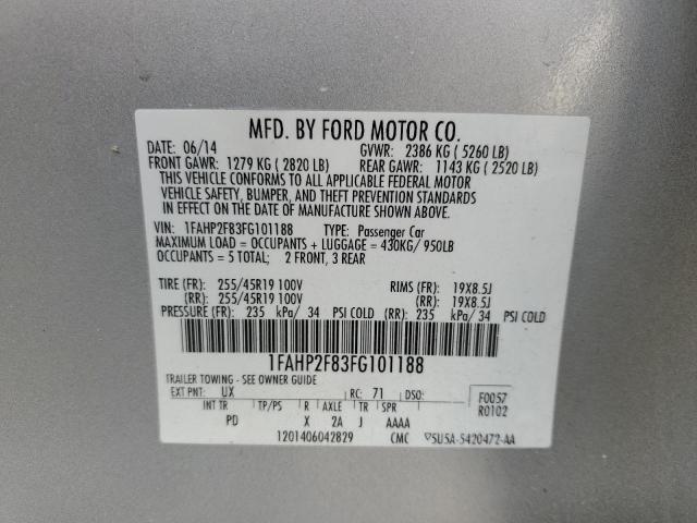 Photo 10 from auction – 2015 FORD TAURUS LIM with VIN 1FAHP2F83FG101188