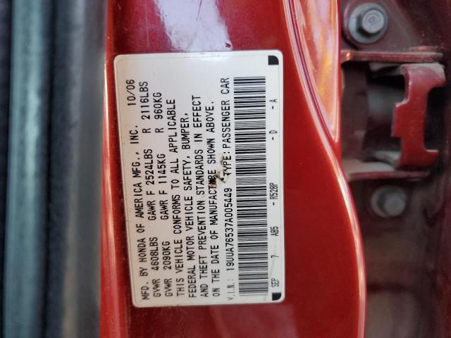 Photo 10 from auction – 2007 ACURA TL TYPE S with VIN 19UUA76537A005449