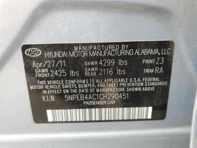 Photo 10 from auction – 2012 HYUNDAI SONATA GLS with VIN 5NPEB4AC1CH290451