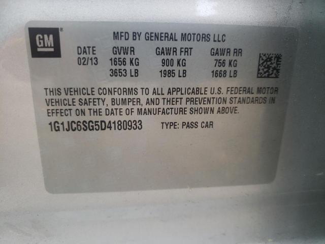 Photo 10 from auction – 2013 CHEVROLET SONIC LT with VIN 1G1JC6SG5D4180933