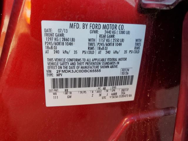 Photo 10 from auction – 2013 FORD EDGE SEL with VIN 2FMDK3JC0DBC65555