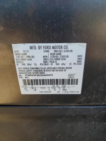 Zdjęcie 10 z aukcji – 2018 FORD EXPLORER L z VIN 1FM5K8F80JGA43415