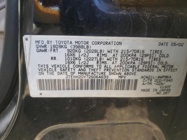 Photo 10 from auction – 2002 TOYOTA RAV4 with VIN JTEHH20V726064633