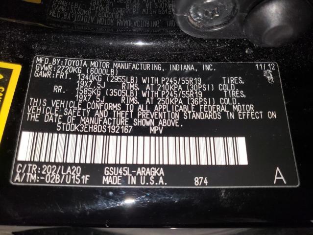 Photo 10 from auction – 2013 TOYOTA HIGHLANDER with VIN 5TDDK3EH8DS192167