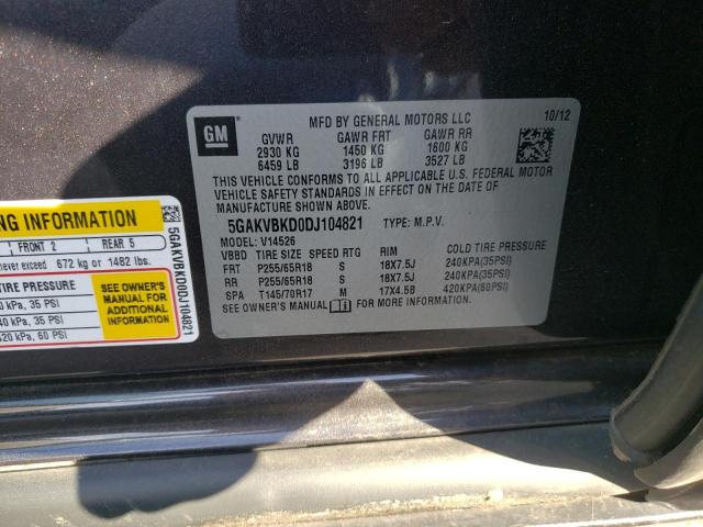 Photo 10 from auction – 2013 BUICK ENCLAVE with VIN 5GAKVBKD0DJ104821