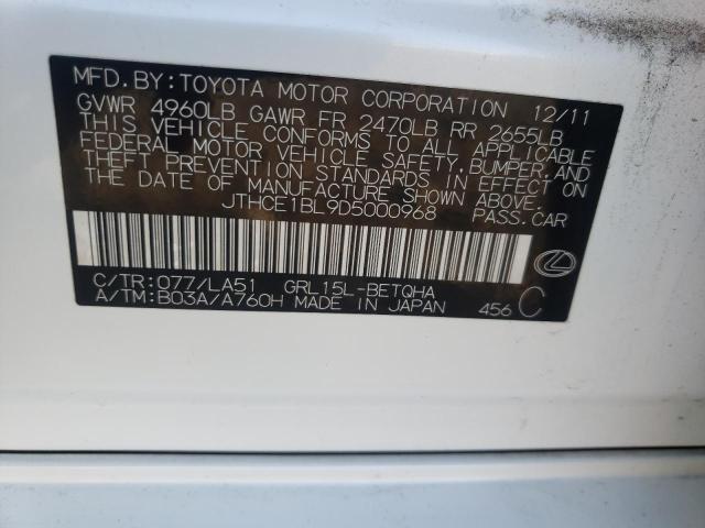 Photo 10 from auction – 2013 LEXUS GS 350 with VIN JTHCE1BL9D5000968