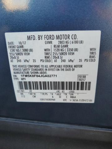 Photo 10 from auction – 2018 FORD EXPLORER L with VIN 1FM5K8F84JGA02771
