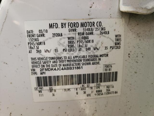 Photo 10 from auction – 2010 FORD EDGE SEL with VIN 2FMDK4JC4ABB31861