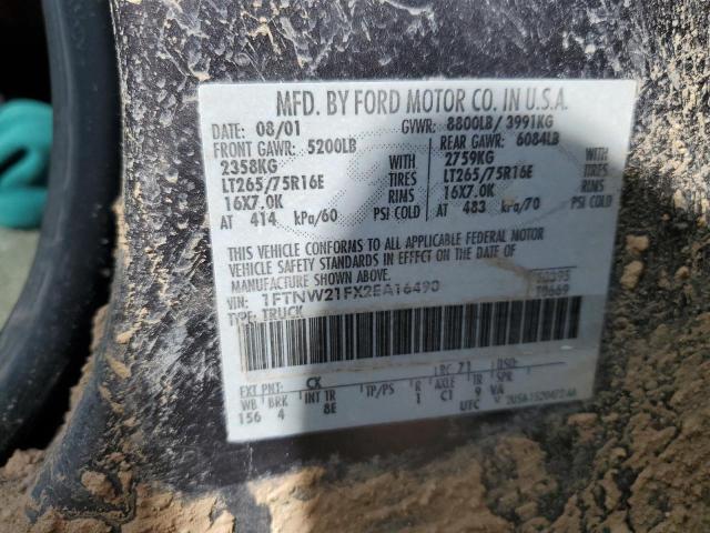 Photo 10 from auction – 2002 FORD F250 SUPER with VIN 1FTNW21FX2EA16490