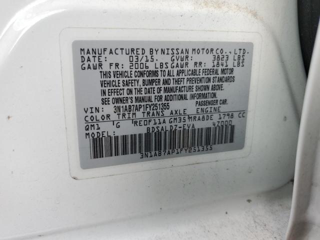 Photo 10 from auction – 2015 NISSAN SENTRA S with VIN 3N1AB7AP1FY251355