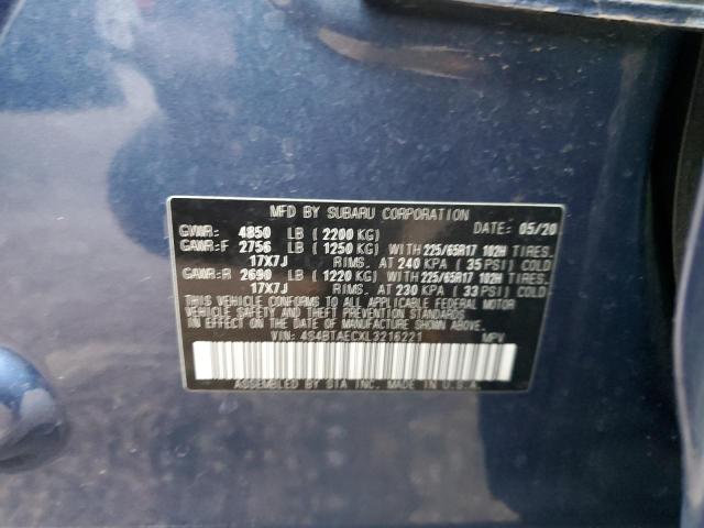 Photo 10 from auction – 2020 SUBARU OUTBACK PR with VIN 4S4BTAECXL3216221