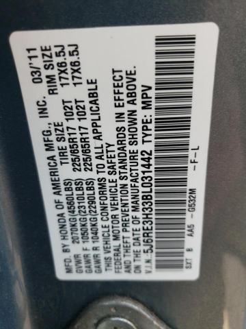 Photo 10 from auction – 2011 HONDA CR-V LX with VIN 5J6RE3H33BL031442