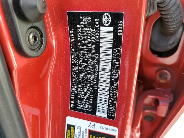 Photo 10 from auction – 2012 TOYOTA CAMRY BASE with VIN 4T1BF1FK4CU605363