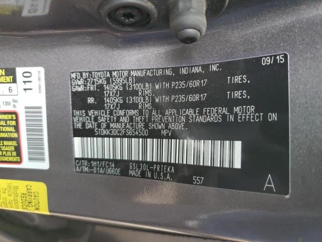 Photo 10 from auction – 2015 TOYOTA SIENNA LE with VIN 5TDKK3DC2FS654500
