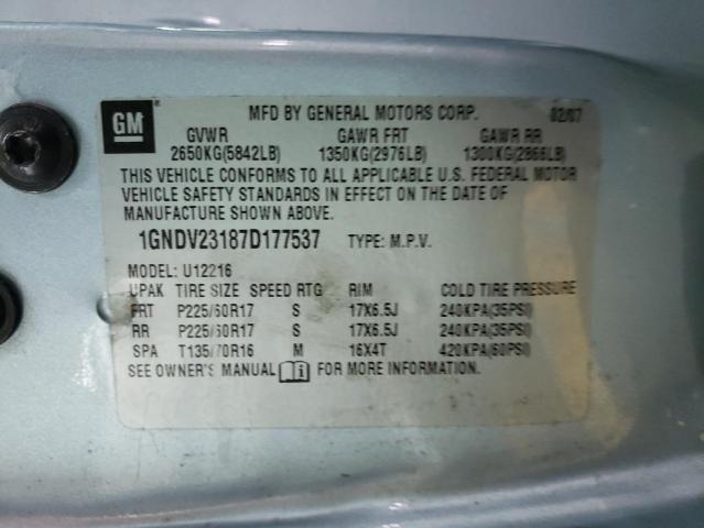 Photo 10 from auction – 2007 CHEVROLET UPLANDER with VIN 1GNDV23187D177537
