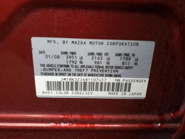 Photo 10 from auction – 2008 MAZDA 3 S with VIN JM1BK323681107457