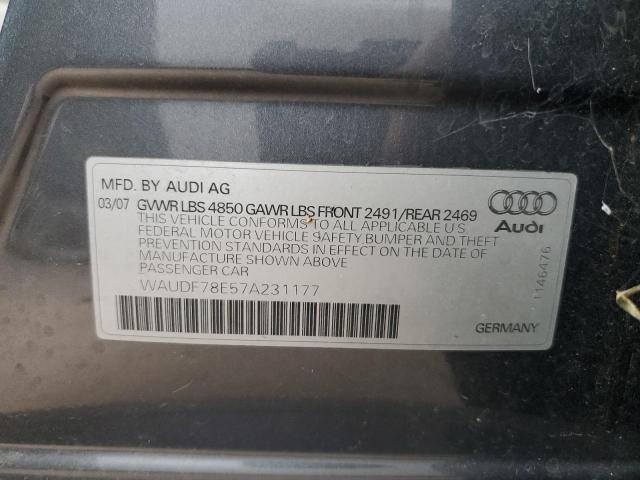 Photo 10 from auction – 2007 AUDI A4 2.0T QU with VIN WAUDF78E57A231177