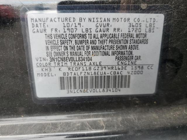 Photo 10 from auction – 2020 NISSAN VERSA SV with VIN 3N1CN8EV0LL834104