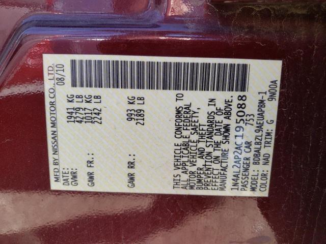 Photo 10 from auction – 2010 NISSAN ALTIMA BAS with VIN 1N4AL2AP2AC195088