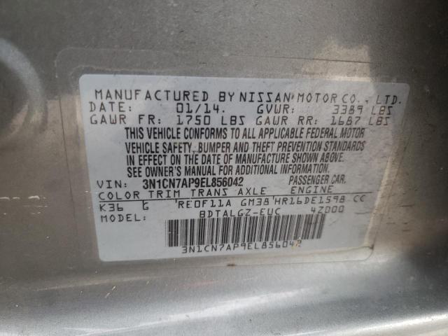 Photo 10 from auction – 2014 NISSAN VERSA S with VIN 3N1CN7AP9EL856042