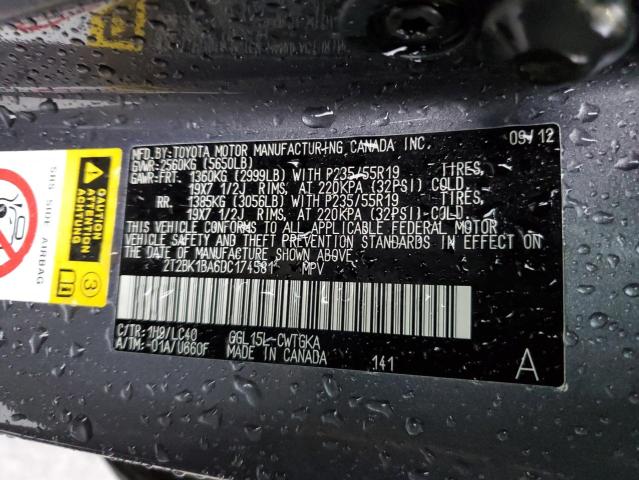 Photo 10 from auction – 2013 LEXUS RX 350 BAS with VIN 2T2BK1BA6DC174581