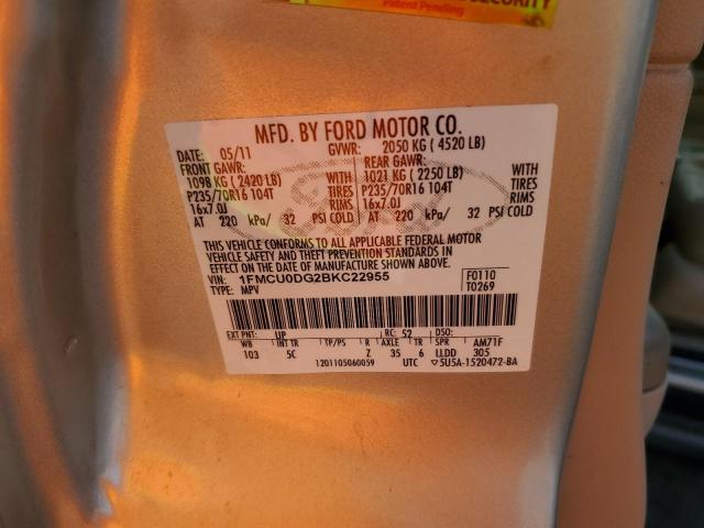Photo 13 from auction – 2011 FORD ESCAPE XLT with VIN 1FMCU0DG2BKC22955
