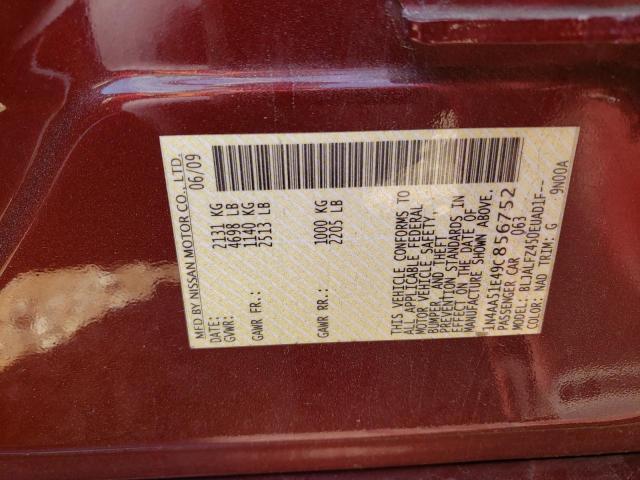 Photo 10 from auction – 2009 NISSAN MAXIMA S with VIN 1N4AA51E49C856752
