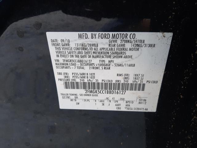 Photo 10 from auction – 2011 FORD FLEX SEL with VIN 2FMGK5CC1BBD16127
