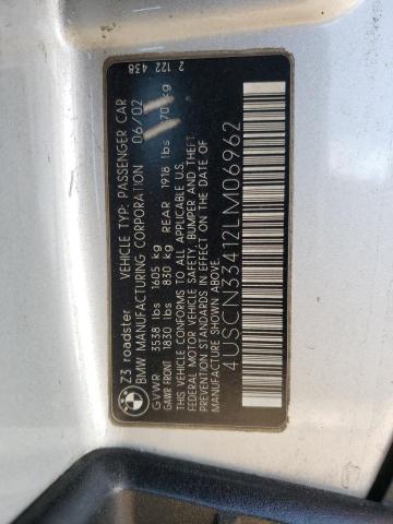 Фото 10 с аукциона – 2002 BMW Z3 2.5 с VIN 4USCN33412LM06962