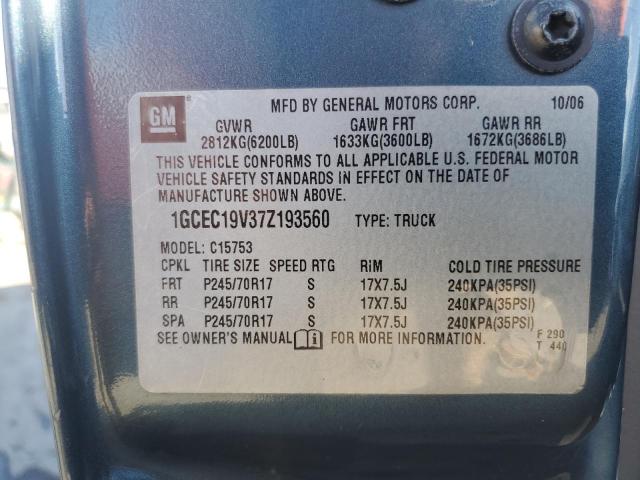 Photo 10 from auction – 2007 CHEVROLET SILVERADO with VIN 1GCEC19V37Z193560