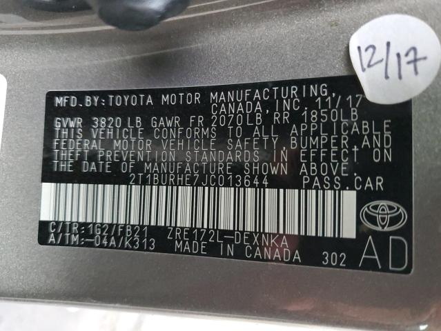 Photo 10 from auction – 2018 TOYOTA COROLLA L with VIN 2T1BURHE7JC013644