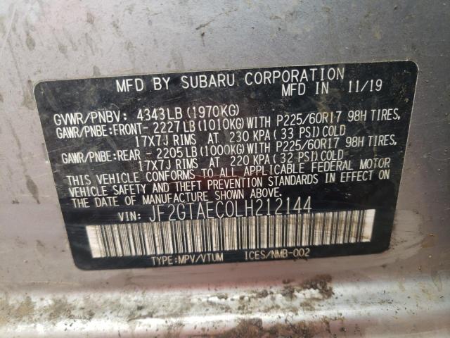 Photo 10 from auction – 2020 SUBARU CROSSTREK with VIN JF2GTAEC0LH212144